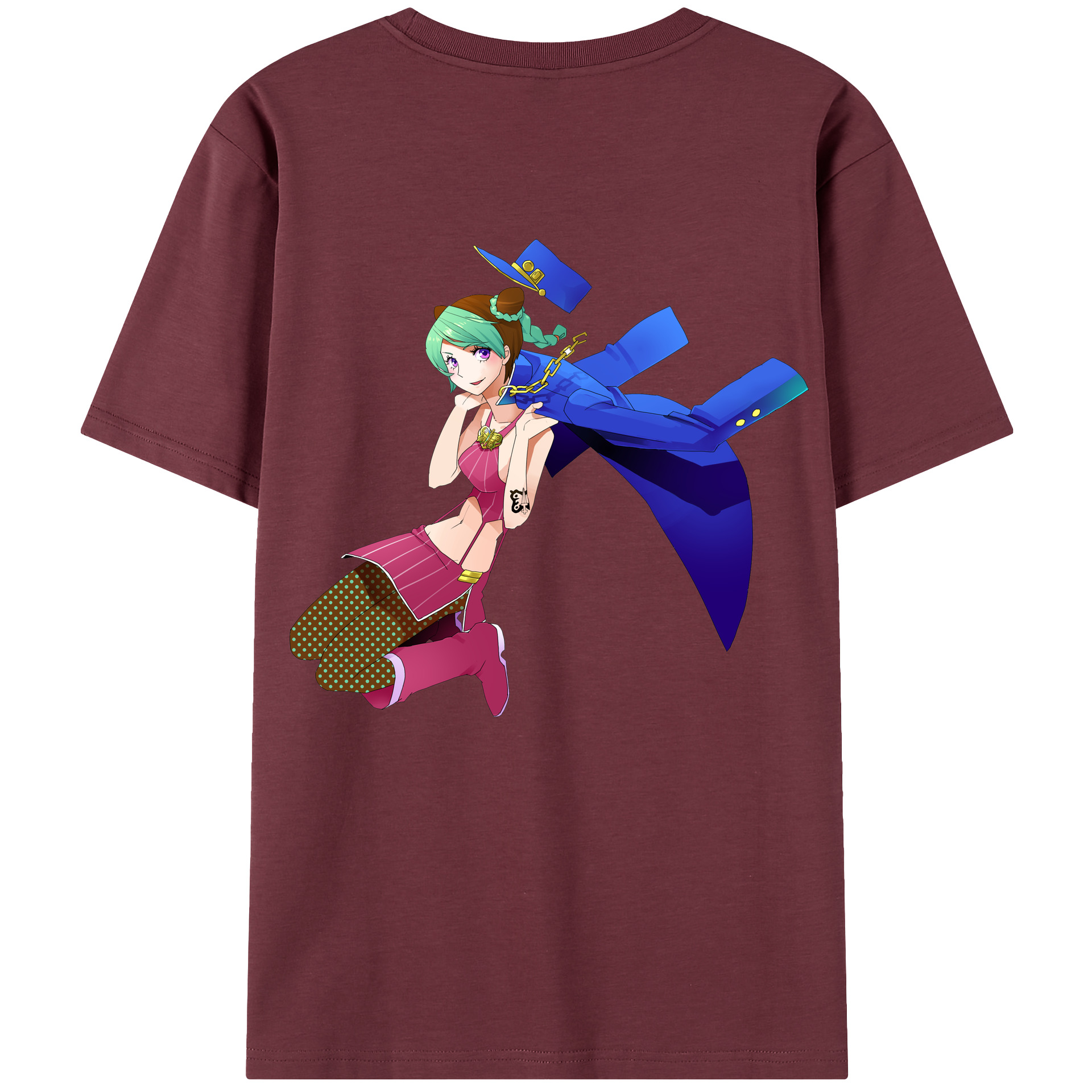 （画像用） "ジョジョの奇妙な冒険 くうじょう ジョリーン JoJo's Bizarre Adventure Jolyne Cujoh " 綿100％半袖Tシャツ（背面プリント）